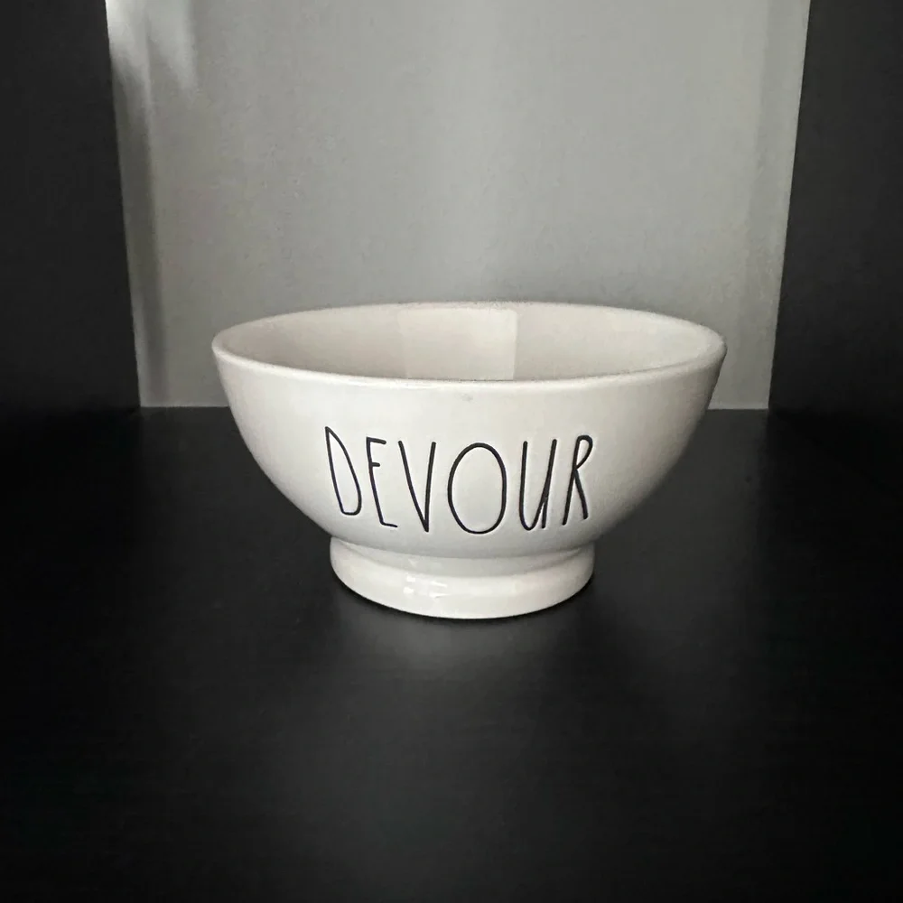 Rae Dunn 'Devour' White Ceramic Bowl